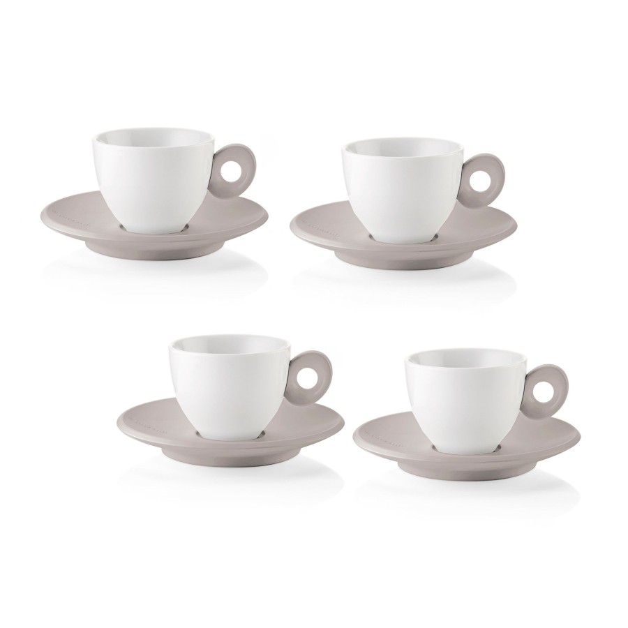 Tavola Guzzini | Everyday Set 4 Tazzine Caffu00C8 Con Piattini Grigio Tortora