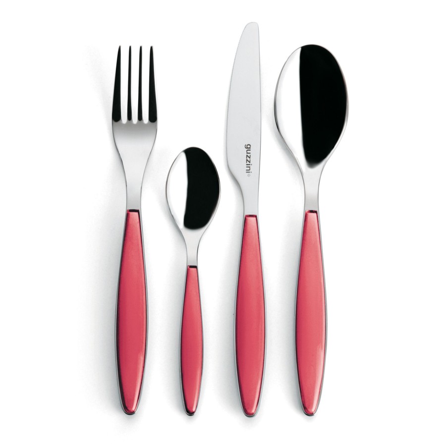 Tavola Guzzini | Set 24 Pcs Posate 'Feeling' Rosso Trasparente