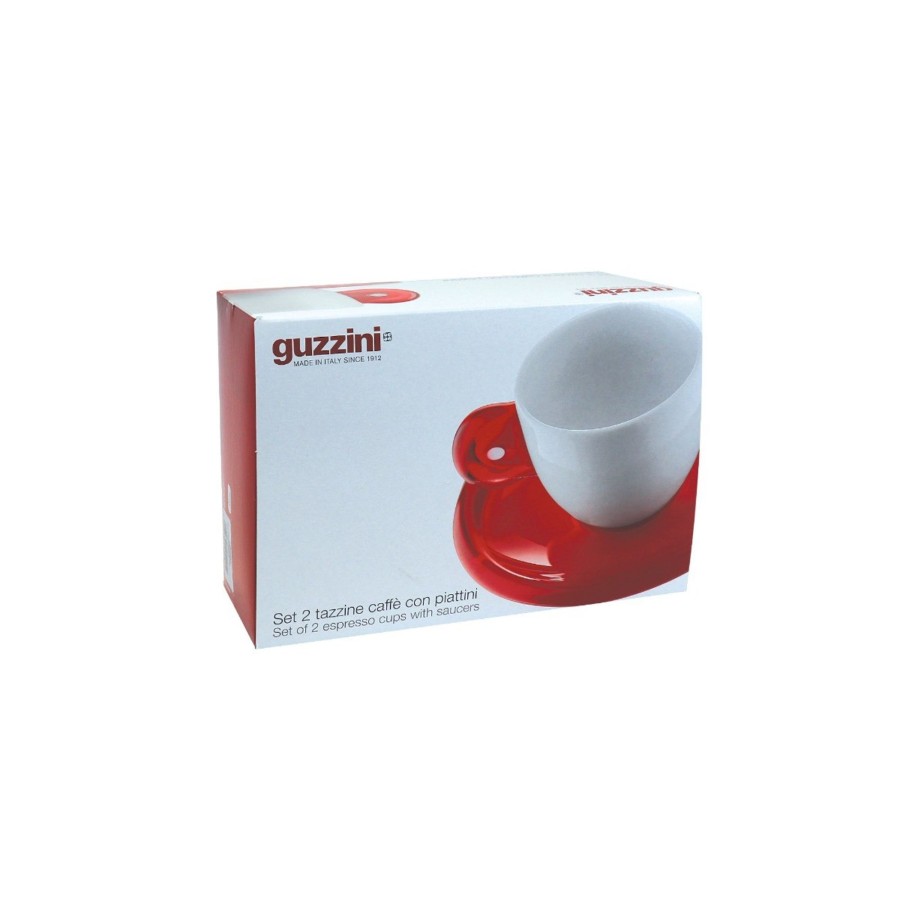 Tavola Guzzini | Set 2 Tazzine Caffe' C/Piattino 'Gocce' Rosso Trasparente