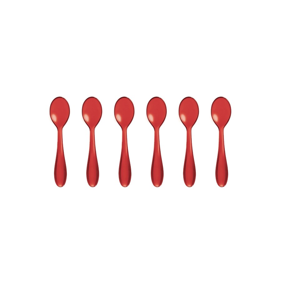 Tavola Guzzini | Set 6 Cucchiaini 12 Cm Rosso Trasparente