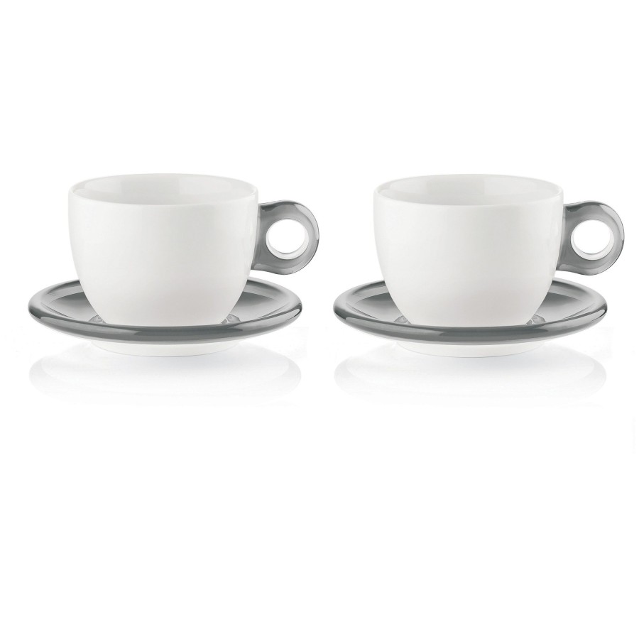 Tavola Guzzini | Set 2 Tazze Colazione C/Piattino 'Gocce' Grigio Cielo