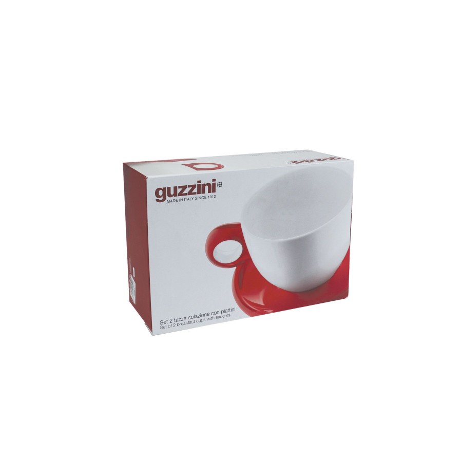 Tavola Guzzini | Set 2 Tazze Colazione C/Piattino 'Gocce' Grigio Cielo