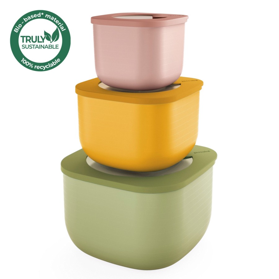 Cucina Guzzini | Store&More Bio Set 3 Contenitori Alti Ermetici Per Frigorifero/Congelatore/Forno A Microonde Colori Decori Vari