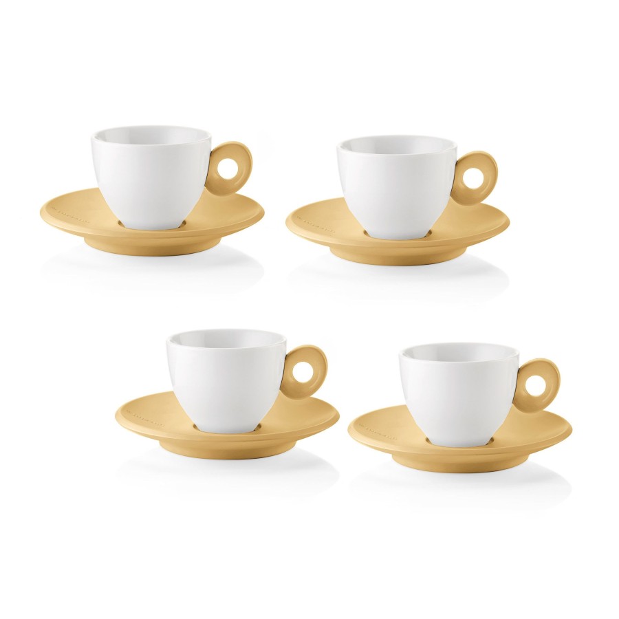 Tavola Guzzini | Everyday Set 4 Tazzine Caffu00C8 Con Piattini Giallo Senape Intenso