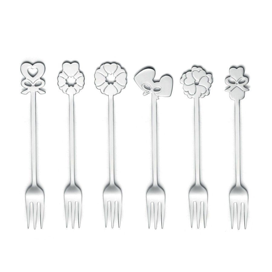 Tavola Guzzini | Set 6 Forchettine Dolce Love Acciaio/Argento